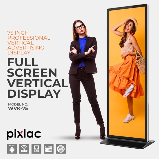75 Inch Wide Screen Vertical Signage Kiosk